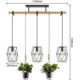 Lindby Mercan hanglamp met kunstplant, 3-lamps.