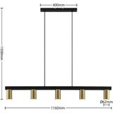 Lindby - Hanglamp - 5 Lichts - Staal - H: 10.5 cm - GU10 - Messin - Zwart