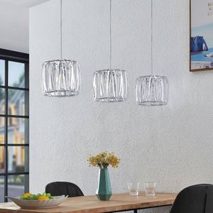 Lindby - hanglamp - 3 lichts - acryl, ijzer - E14 - transparant, chroom