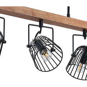 Lindby - hanglamp - 5 lichts - eiken, staal - E14 - zwart, donker hout