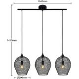 Lindby - hanglamp - 3lichts - ijzer - H: 38 cm - E27 - zwart