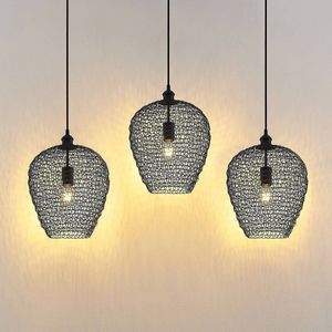 Lindby - hanglamp - 3 lichts - ijzer - H: 38 cm - E27 - zwart