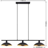 Lindby - hanglamp - 3lichts - IJzer - E14 - zwart, goud