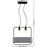 Lucande - hanglamp - 2lichts - beton, ijzer - H: 49.9 cm - E27 - grijs, zwart