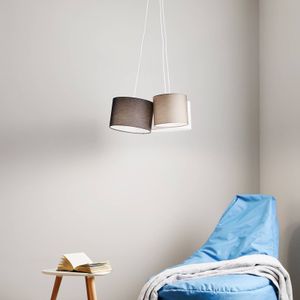 Lindby Vironi hanglamp 3-lamps, zwart., grijs, wit