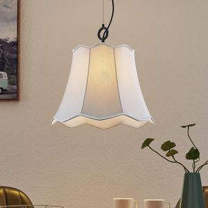 Lucande - Hanglamp - 1licht - stof, ijzer - H: 30 cm - E27 - zilvergrijs, zwart