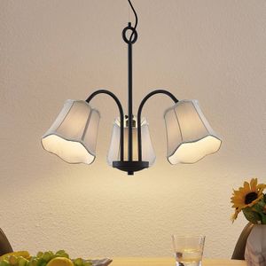 Lucande Binta hanglamp, 3-lamps, zilvergrijs