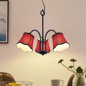 Lucande Binta hanglamp, 3-lamps, roestrood