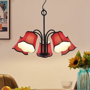 Lucande Binta hanglamp, 5-lamps, roestrood