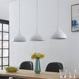 Lindby Elamira hanglamp, wit, aluminium, 133 cm, 3-lamps.