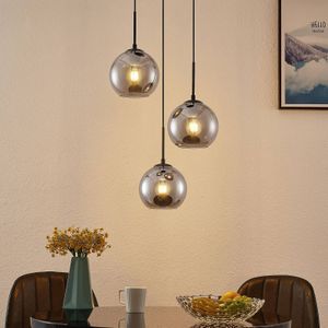 Lindby Jurian hanglamp 3-lamps, zwart/roker