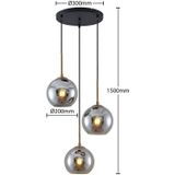 Lindby Hängeleuchte Jurian, dimmbar, Leuchtmittel nicht inklusive, Modern, Stahl, Glas, bronze, rauchgrau, 3 flammig, E27, Deckenlampe