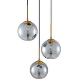 Lindby Hängeleuchte Jurian, dimmbar, Leuchtmittel nicht inklusive, Modern, Stahl, Glas, bronze, rauchgrau, 3 flammig, E27, Deckenlampe