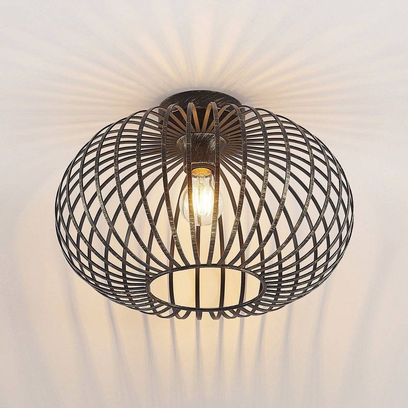 Lindby - Rosalea - Plafondlamp - Zwart/Bras