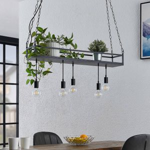 Lindby Kirista hanglamp, 5-lamps, zwart