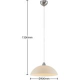ELC - hanglamp - 1licht - glas, ijzer - H: 14 cm - E27 - wit, mat nikkel