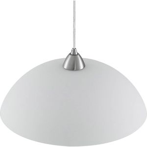 ELC - hanglamp - 1licht - glas, ijzer - H: 14 cm - E27 - wit, mat nikkel