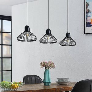 Lindby Metehan hanglamp, 3-lamps, zwart