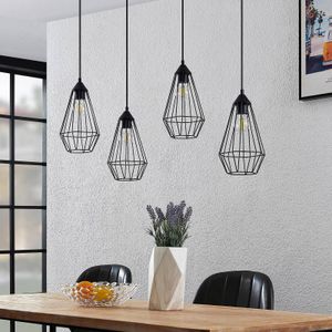 Lindby - hanglamp - 4lichts - Staal - E27 - zwart