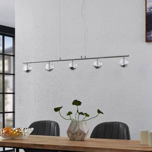 Lucande - Hanglampen - 5lichts - staal, glas - chroom, helder - Inclusief lichtbronnen