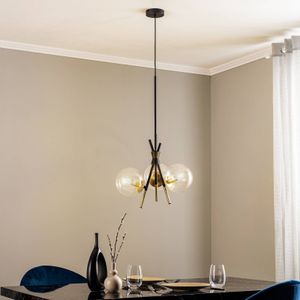 Lucande Sotiana hanglamp, 3-lamps, rond, messing