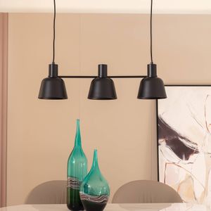 Lucande Servan hanglamp, zwart, 3-lamps