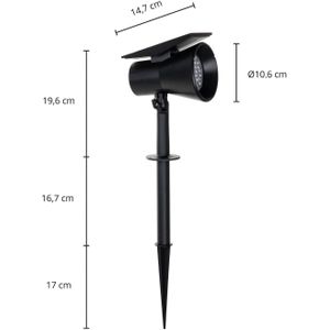 Prios LED-zonneschijnwerper Birko, hoogte 56 cm, zwart, grondspies