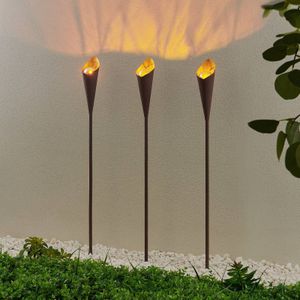 Lindby - Solar Tuinverlichting - 1licht - Ijze - Gla - Kunststof - H: 90 cm - Roes - Geelgoud