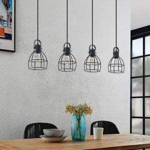 Lindby Flintos hanglamp, 4-lamps, zwart