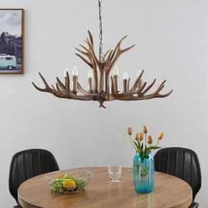 Lindby hanglamp Tejask, Ø 102 cm, 6-lamps, gewei, E14