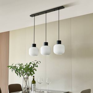 Lucande Lomeris hanglamp, 3-lamps, lang, wit