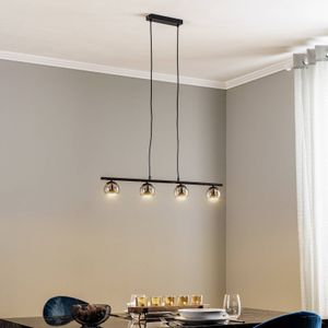 Lindby hanglamp Samika, zwart, 4-lamps, glas, 80,4 cm