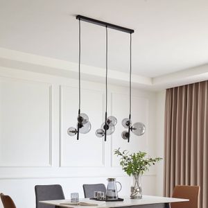 Lindby Corvinus rookglas-hanglamp, 9-lamps