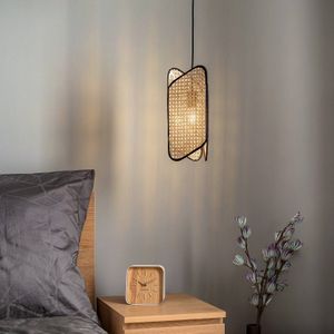 Lucande - hanglamp - 1licht - IJzer - H: 37 cm - E27 - zwart, licht hout