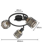 Eudoria - Plafondlamp - Zwart - Goud - Metaal - Diameter 50 cm