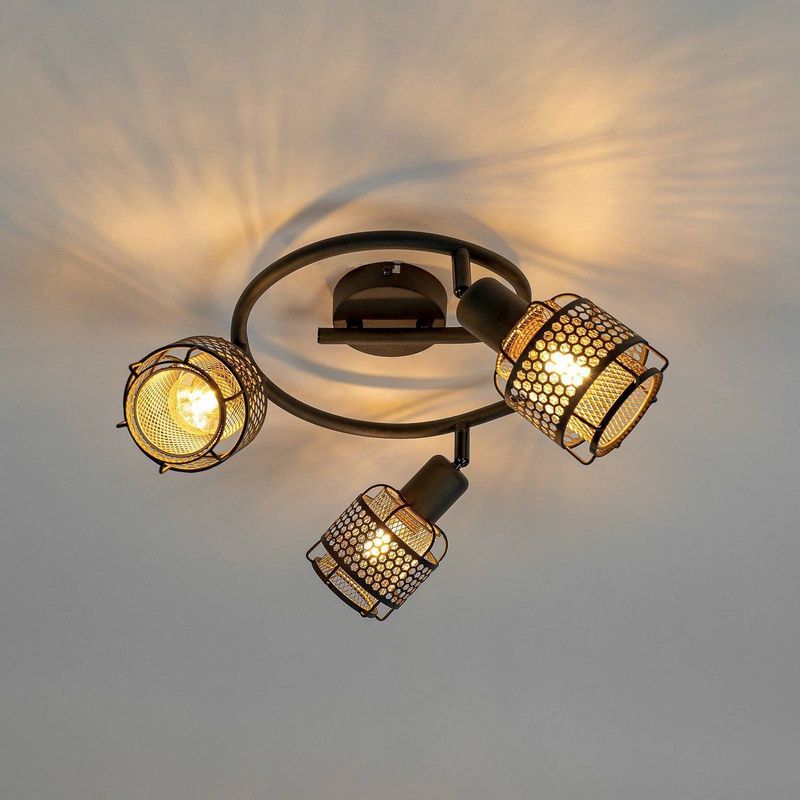 Eudoria - Plafondlamp - Zwart - Goud - Metaal - Diameter 50 cm