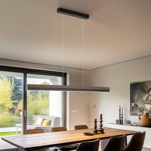 Quitani hanglamp Keijo, zwart/noot, 123 cm