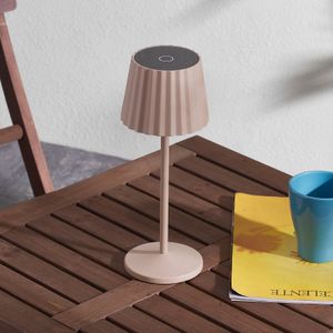 Lindby LED tafellamp Esali, beige, aluminium, 11 cm