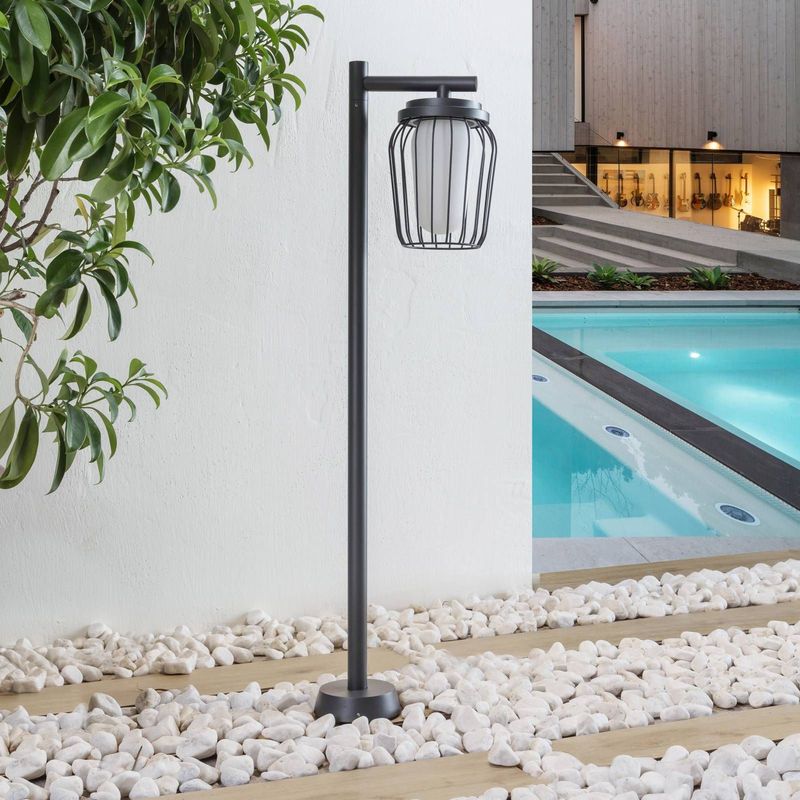 Lucande Tuinpadverlichting Chandan, 100 cm, zwart, aluminium