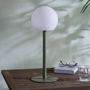 Lindby LED tafellamp Eleia, groen, metaal, oplaadbare batterij