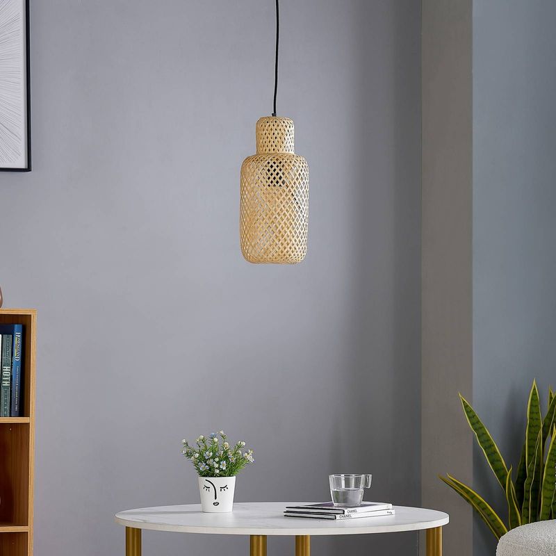 Lindby - Venora - Hanglamp - Licht Hout - Dimbaar - Bamboe - Landelijk