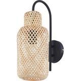 Lindby - Venora - Wandlamp - Zwart - Bamboe - Hoogte 43 cm - Dimbaar