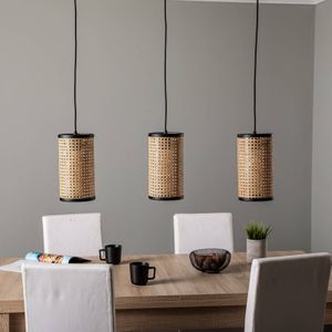 Lindby - hanglamp - 3lichts - Rotan - E27 - hel hout