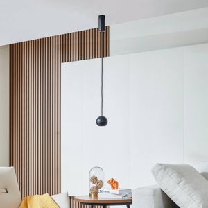 Lucande LED hanglamp Plarion, zwart, aluminium, Ø 9 cm