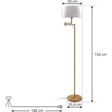 Lindby - Ismene - Vloerlamp - Wit - Stof - Bronskleurig Frame