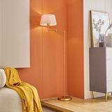 Lindby - Ismene - Vloerlamp - Wit - Stof - Bronskleurig Frame