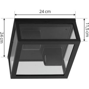 Lindby - plafondlamp - 2lichts - Aluminium, glas - H: 11.5 cm - E27 - zandzwart