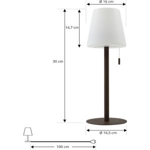 Lindby LED oplaadbare lamp Azalea bruin aluminium CCT in hoogte verstelbaar