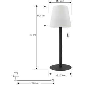 Lindby Azalea LED oplaadbare lamp, afstembaar wit, zwart