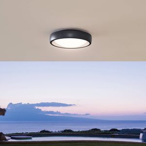 Lindby LED buiten plafondlamp Niniel, zwart/wit, rond